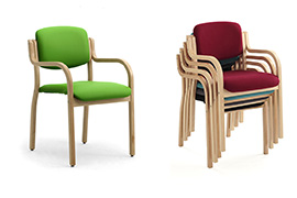 Sedie sovrapponibili con braccioli per aree attesa comuni all'interno di case di riposo, ospizi e ospedali Kalos