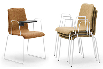 Sedie impilabili dal design contemporaneo con braccioli e tavoletta richiudibile per sala polivalente Zerosedici 4g