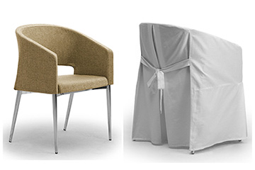 Comode sedie di design con gonne in tessuto lavabile per mensa, refettorio e self-service Reef 4 gambe